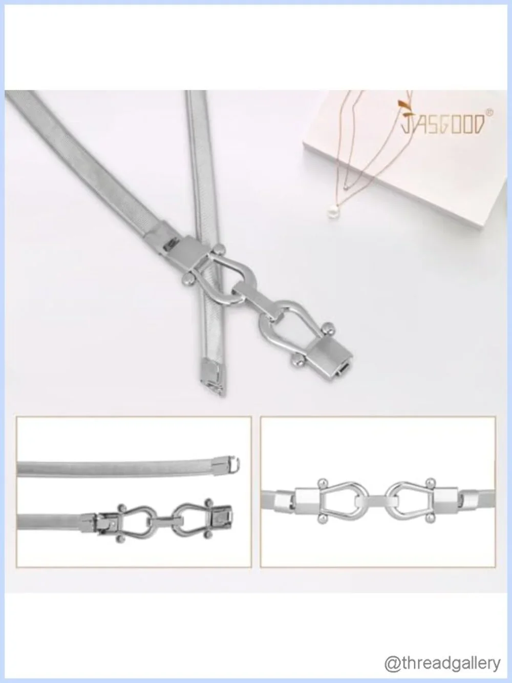 JASGOOD Women's Skinny Metal Elastic Waist Belt for Dress
